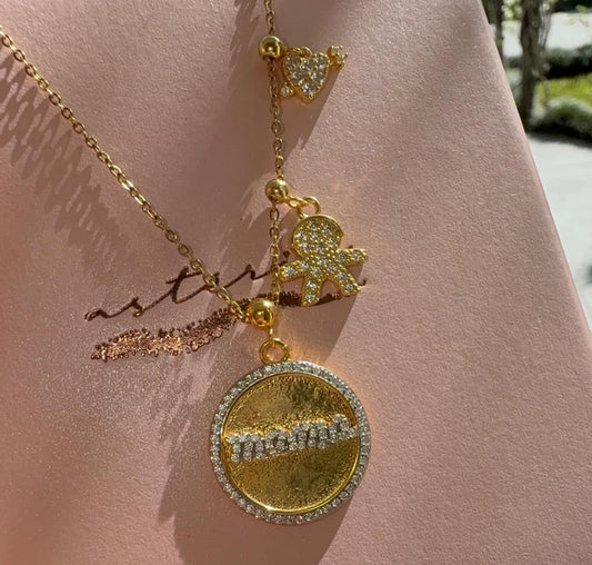 Mothers Day Symbolic Son Charm Necklace (925, Vermeil)