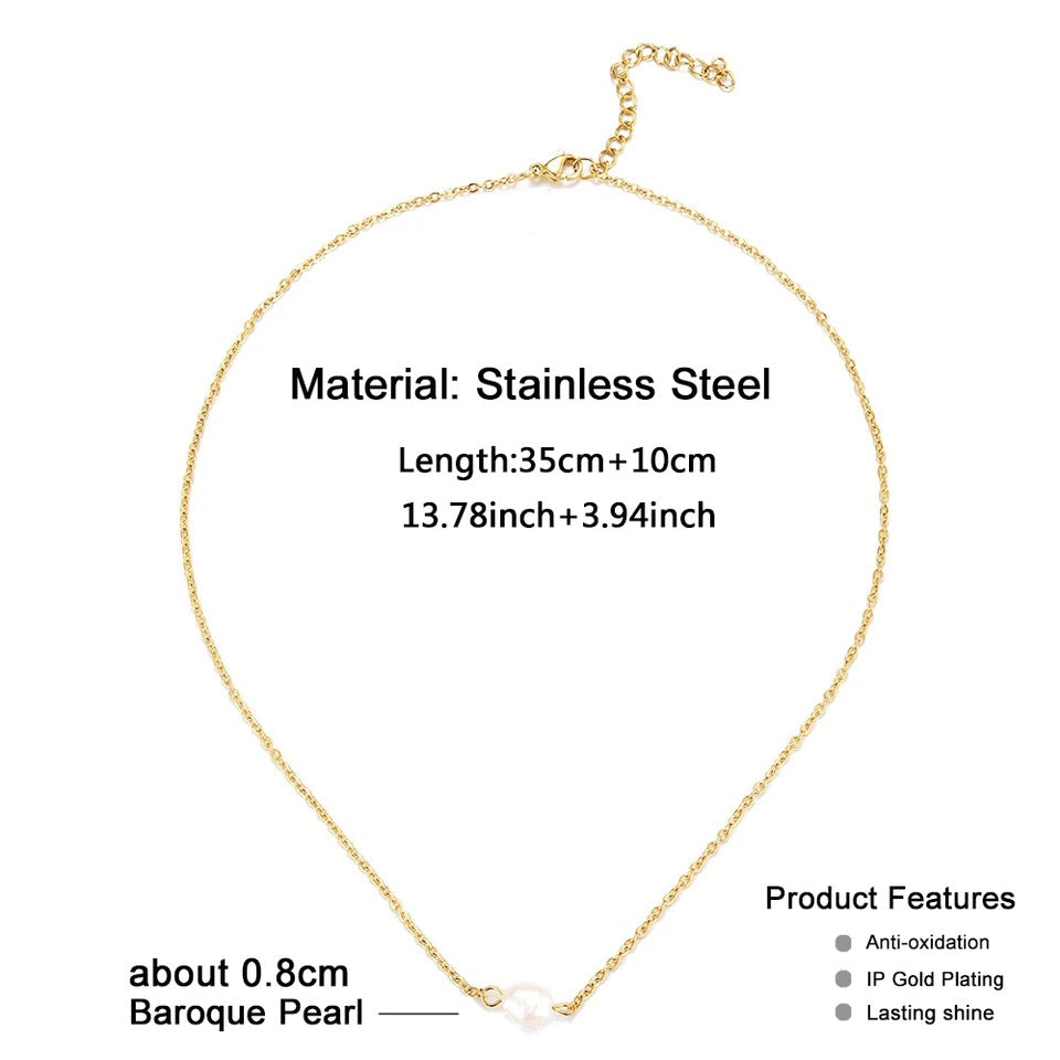 Baroque Pearl Waterproof Necklace