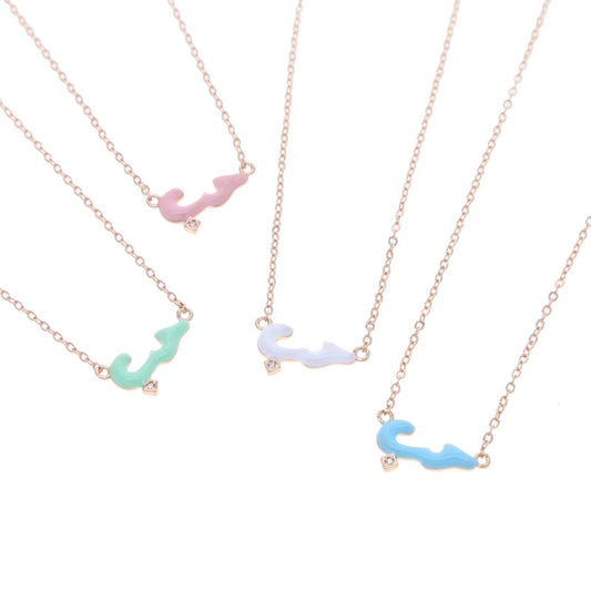 Pastel Habibi Cubic Rose Gold Enamel Necklace (Pink, Blue, Green, White)