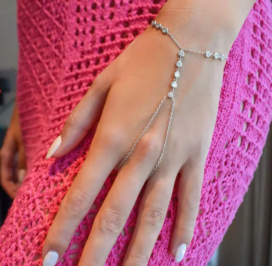 So In Love Heart Bezel Hand Chain (Gold & Silver)