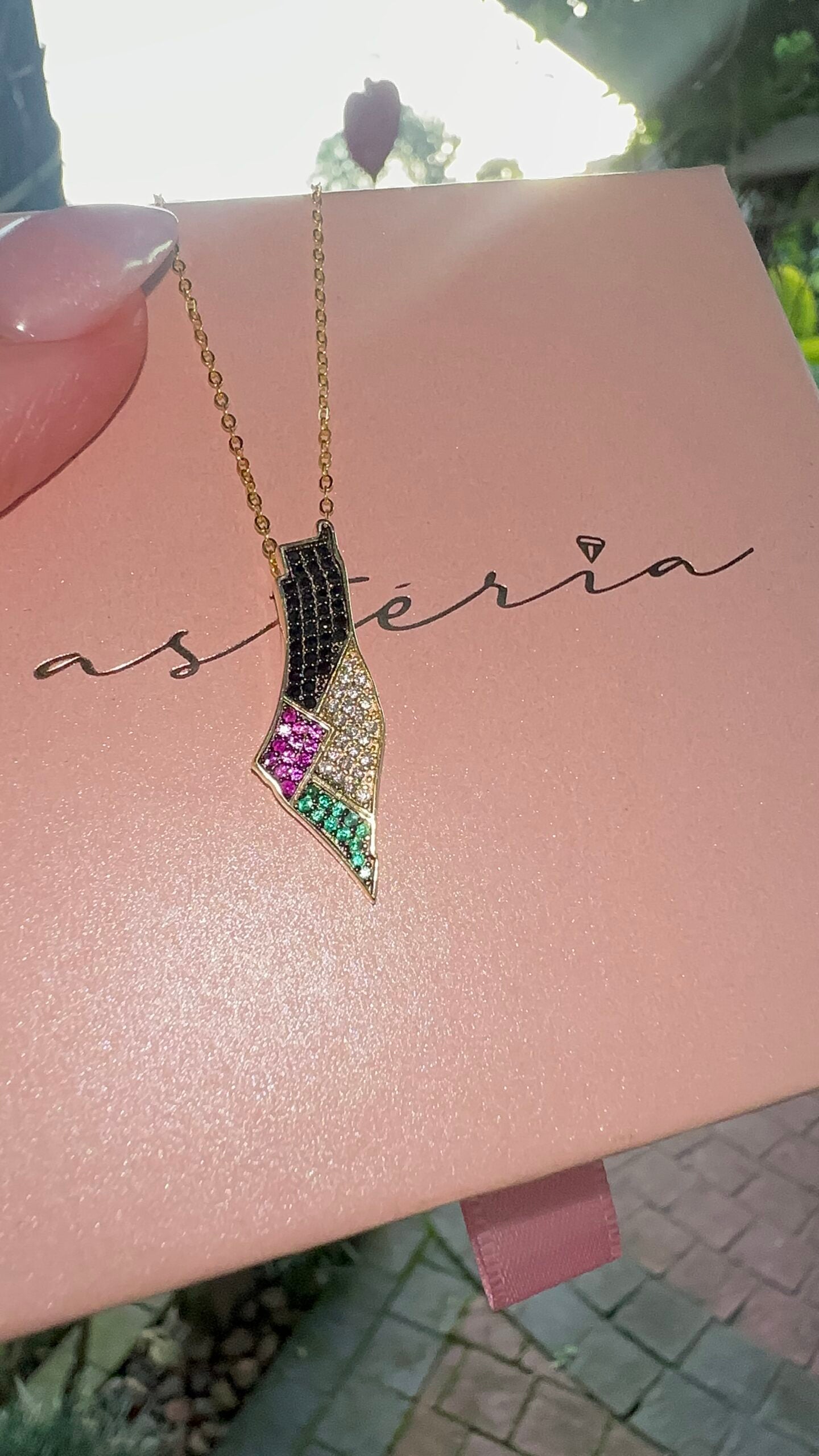 Sunset Pave Palestine Necklace (925)