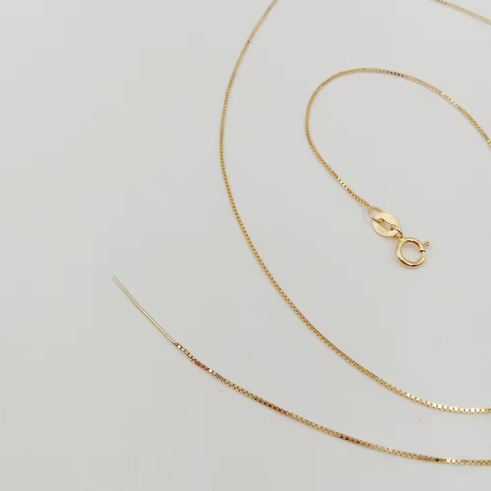 Elite Series Gold Box Charm Necklace (925, 18k Vermeil)