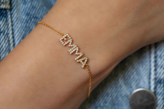 Personalised Cubic NamePlate Bracelet (Silver, Gold, Rose)