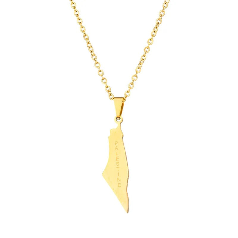 Gold Palestine Engraved Necklace (50cm)