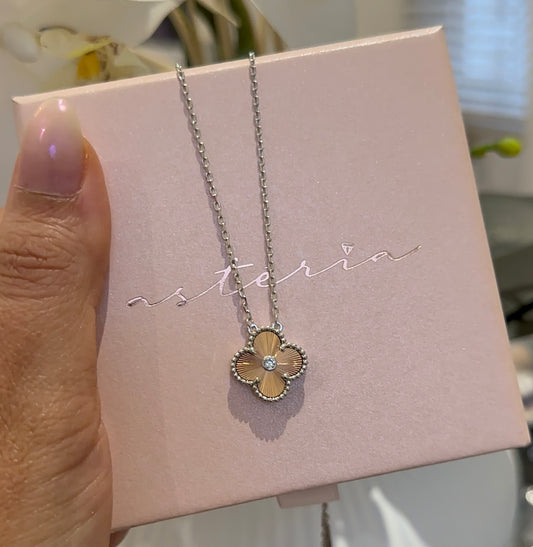 Silver & Rose Gold Laser Cut NSCD Holiday Pendant Necklace (925, 18k Vermeil)