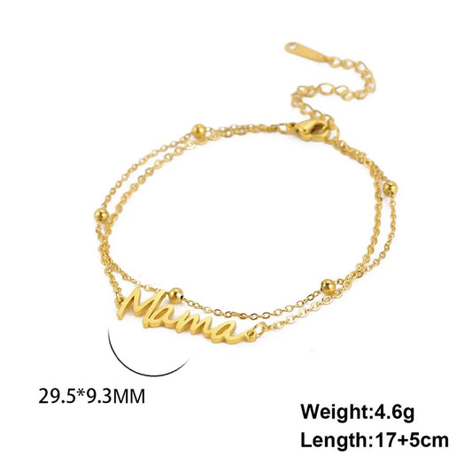 Gold Mama Double Bead Bracelet