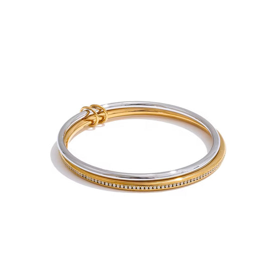 Two Tone Channel Satin Double Bangle