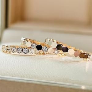 Rose Gold Sparkle Honeycomb Trio Stack Ring (925)