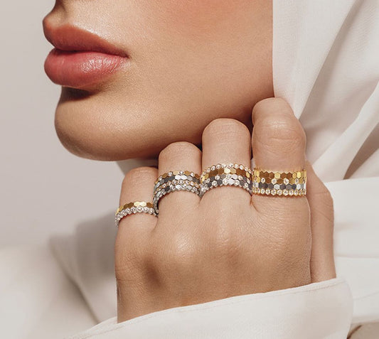 Gold Honeycomb Trio Sparkle Set (925)