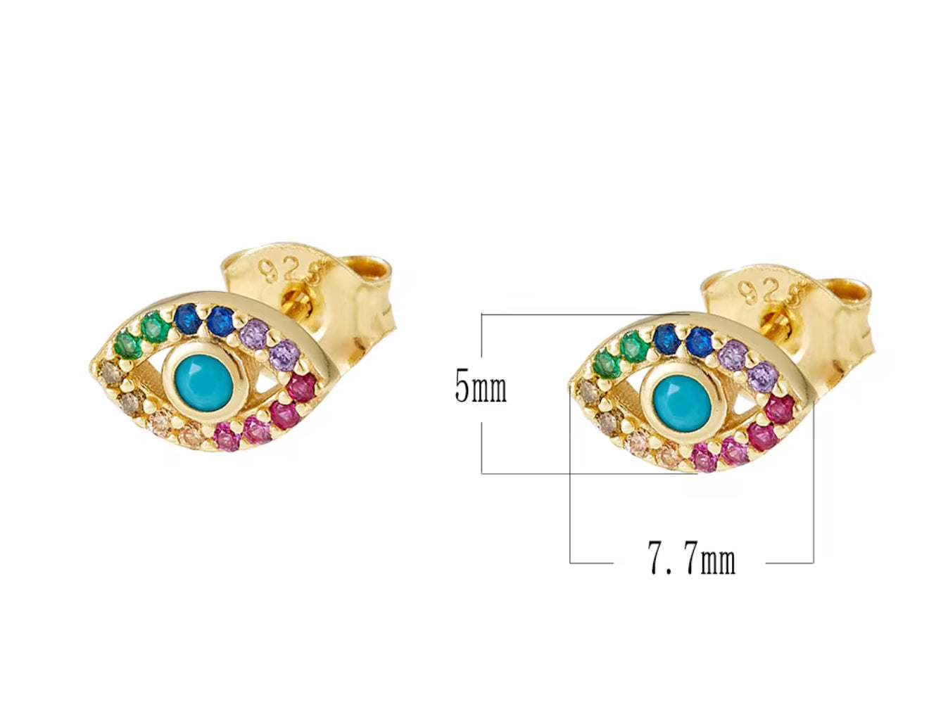 Cutey Evil Eye Earring (925, 18k Electroplating)