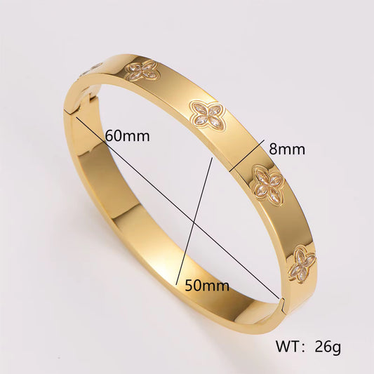 Gold Floral Marquise Waterproof Bangle
