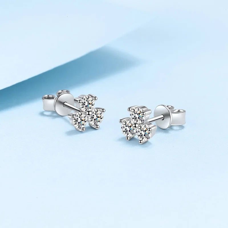 Moissanite Tri Layer Stud Earring (925, TCW, 1.2 carat)