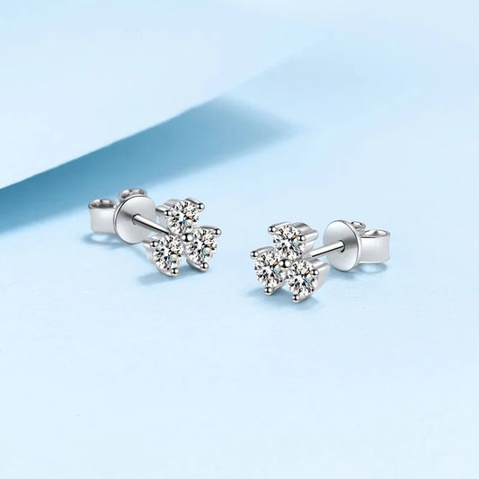 Moissanite Tri Layer Stud Earring (925, TCW, 1.2 carat)