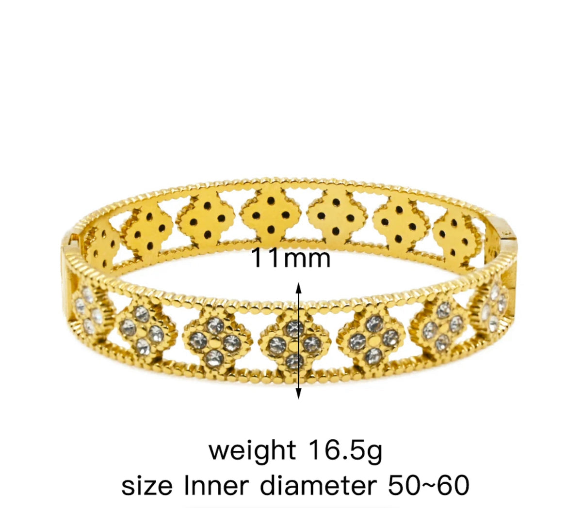 Gold Clover & Cubic Eternity Bangle