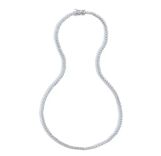 Silver 2mm Classic Brilliant Bezel Tennis Necklace (Mix Metal, 40/45cm)