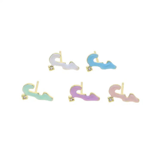 Habibi Cubic Pastel Enamel Earring (Pink, Purple, White, Blue, Green)