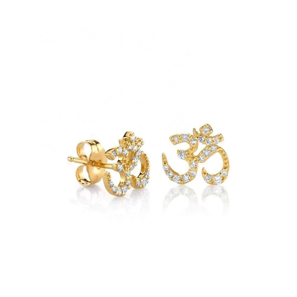 Gold NSCD Sacrosanct Aum Earring (925, 18k Gold Vermeil)