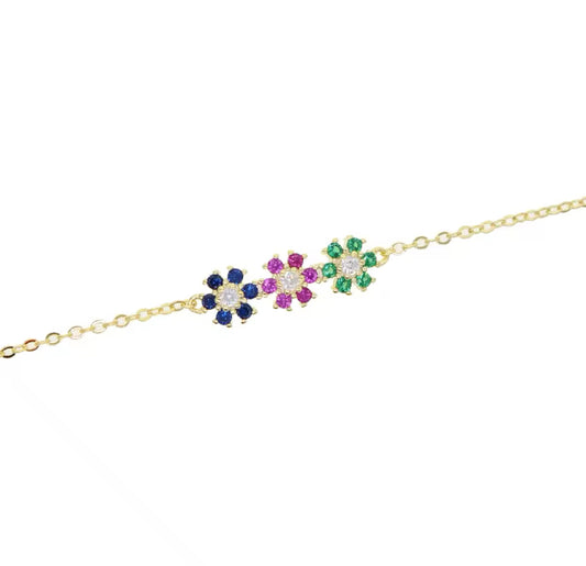 Alexis Floral Layer Bracelet (Mix Metal, 18k Gold Plating)