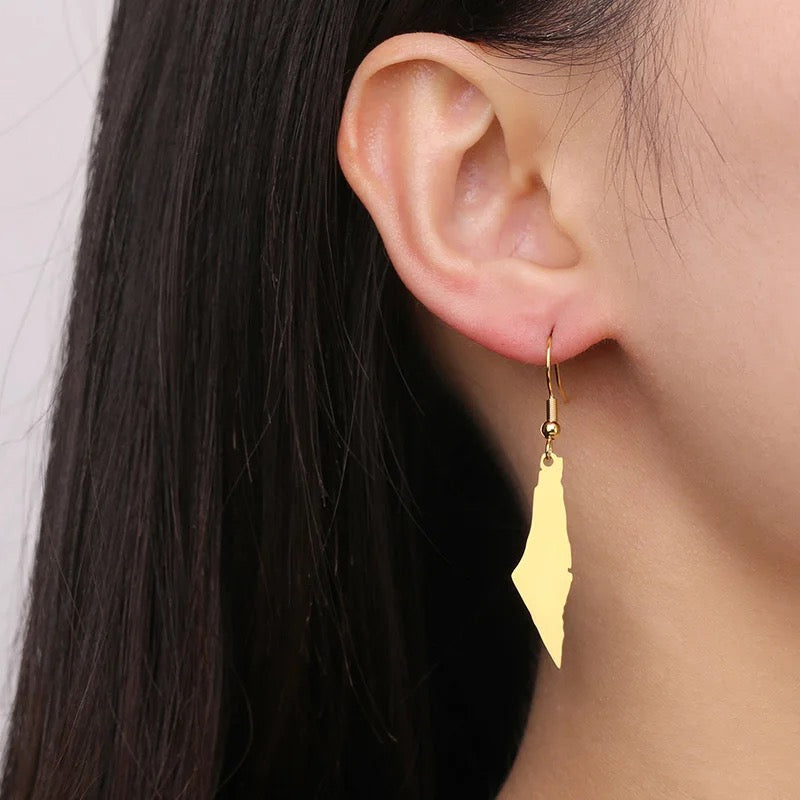 Gold Map Dangle Earrings