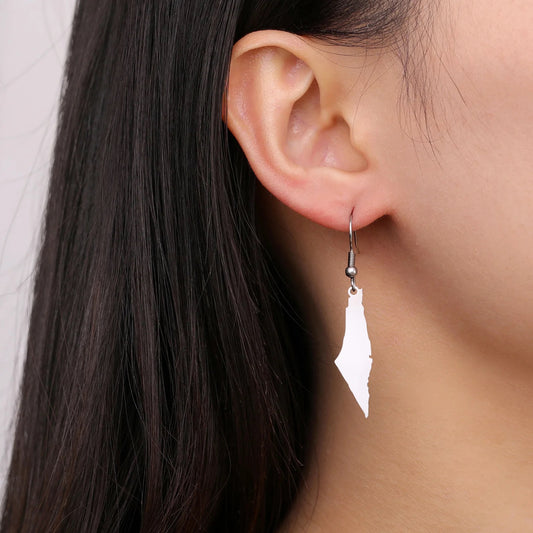 Silver Map Dangle Earrings