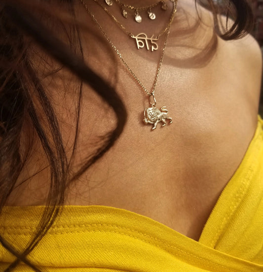 Sanskrit Devi Gold Goddess Necklace & Bracelet (Stainless Steel)