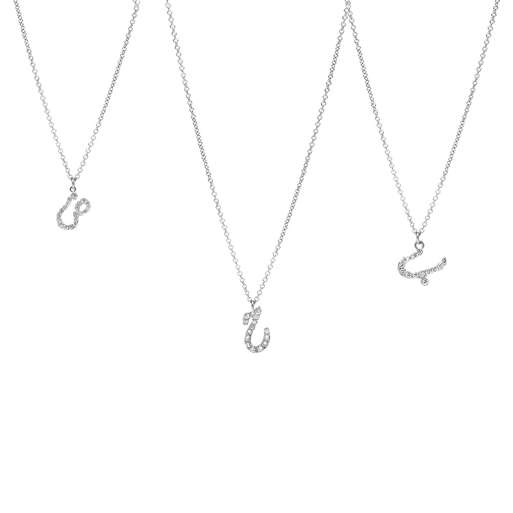 18k Arabic Initial Lab Diamond Necklace (White, Rose, Yellow)