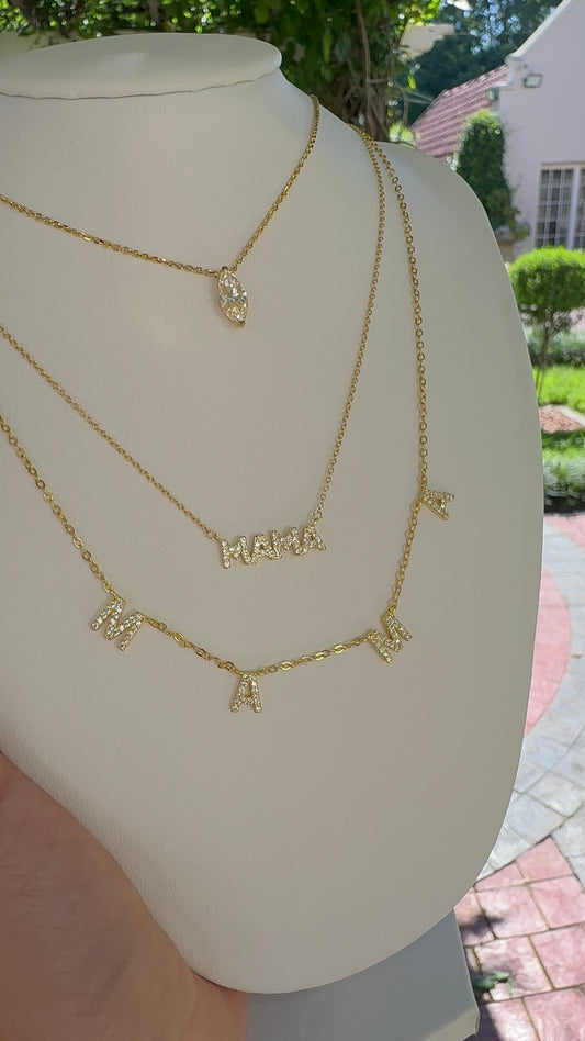 NSCD Mama Sparkle Necklace (925, Gold & Silver)