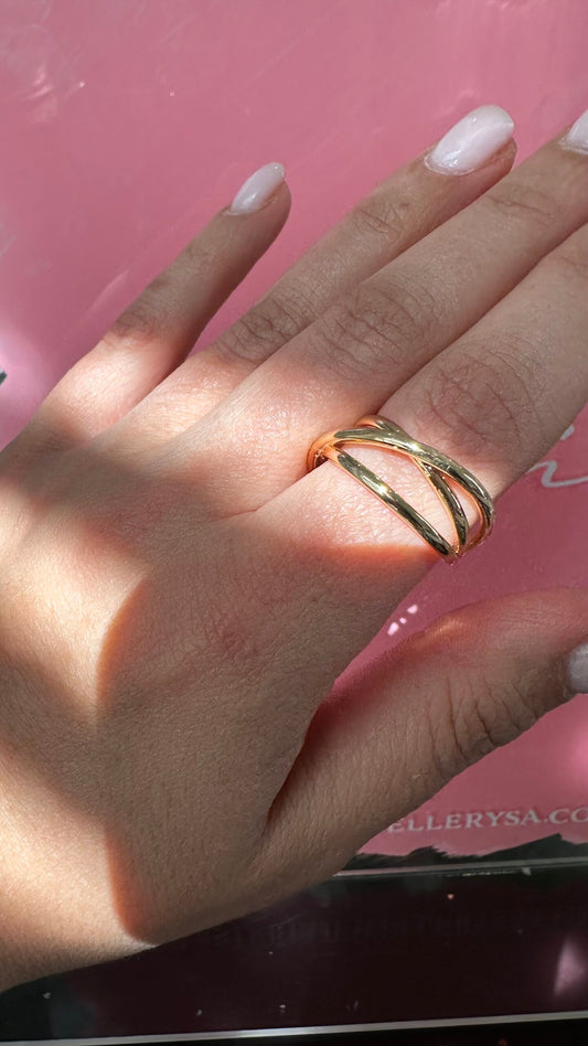 Gold Triple Layer Adjustable Ring