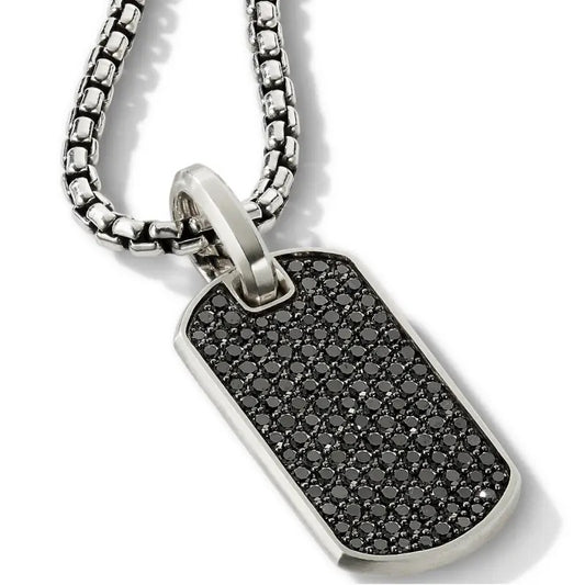 Mens Ebony Pave Amulet Necklace (65cm)