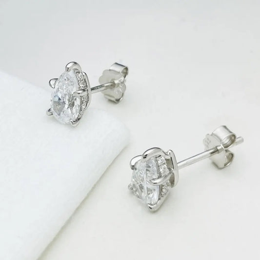 Pear Royale Moissanite Studs (2TCW, Platinum Vermeil)