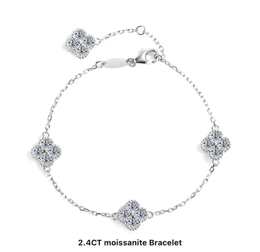 Silver Moissanite Clover Set (925, 4.8 TCW)