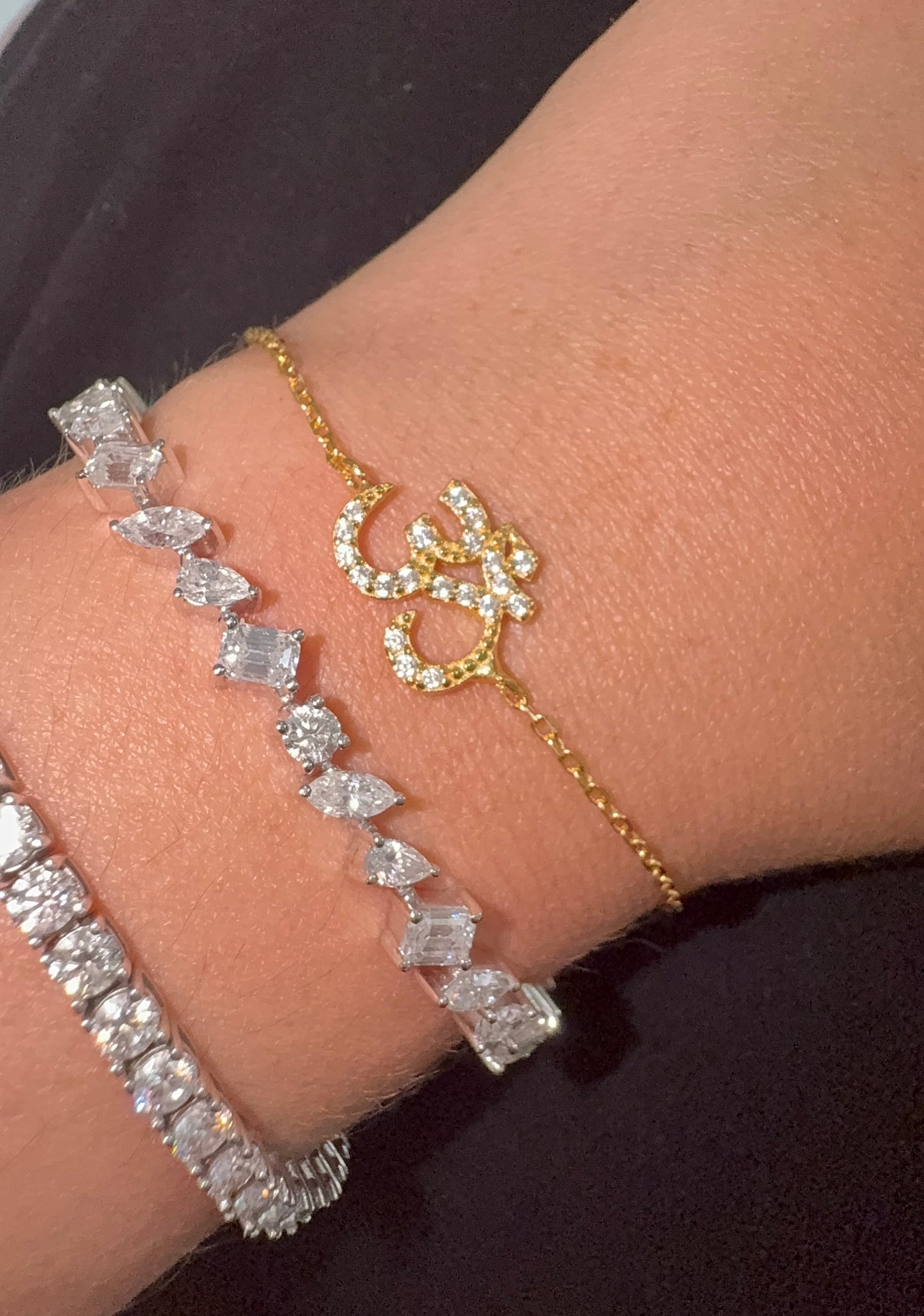 Gold NSCD Sparkle Aum Bracelet (925, 18k Vermeil)