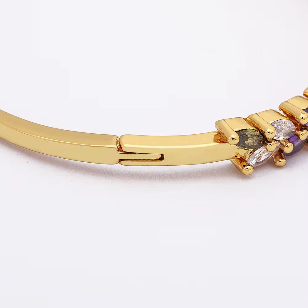 Braided Marquise Rainbow Bangle (Mix Metal, 18k Plating)