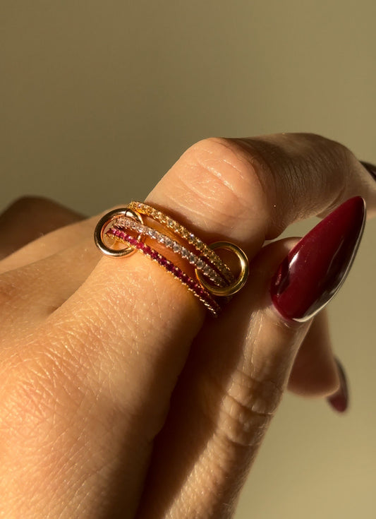 Pink & Yellow Love Spinelli Inspired Ring (925, 18k Vermeil)