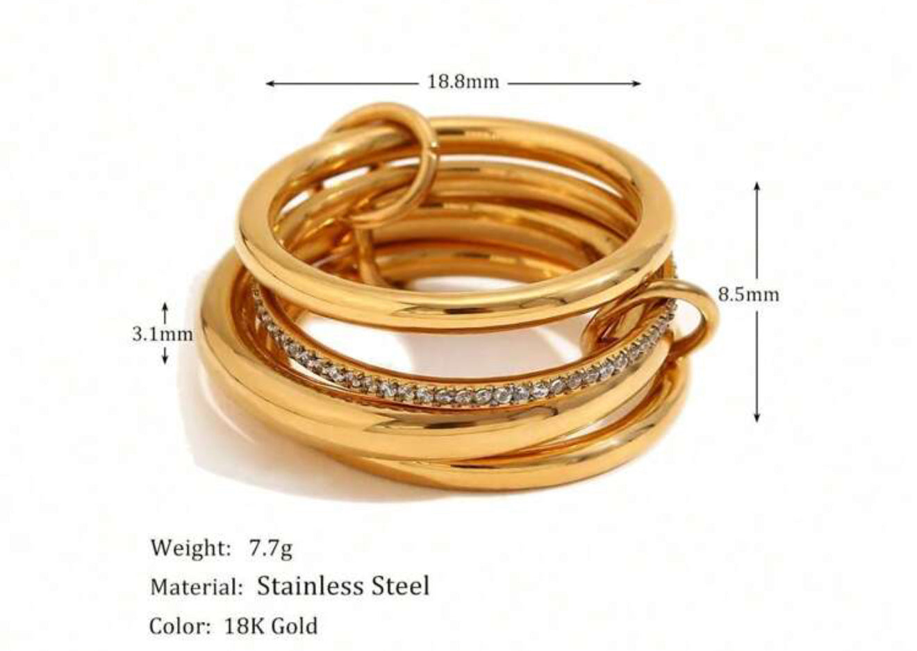 Spinelli Inspired Gold 4 Layer Cubic Zirconia Ring