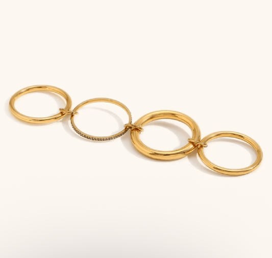Spinelli Inspired Gold 4 Layer Cubic Zirconia Ring