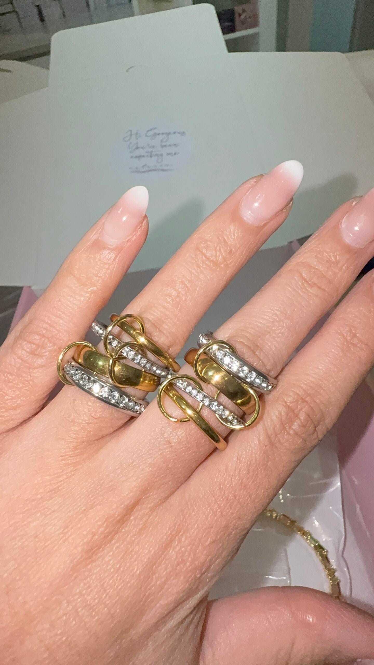 Spinelli Inspired Gold & Silver Double Cubic Ring