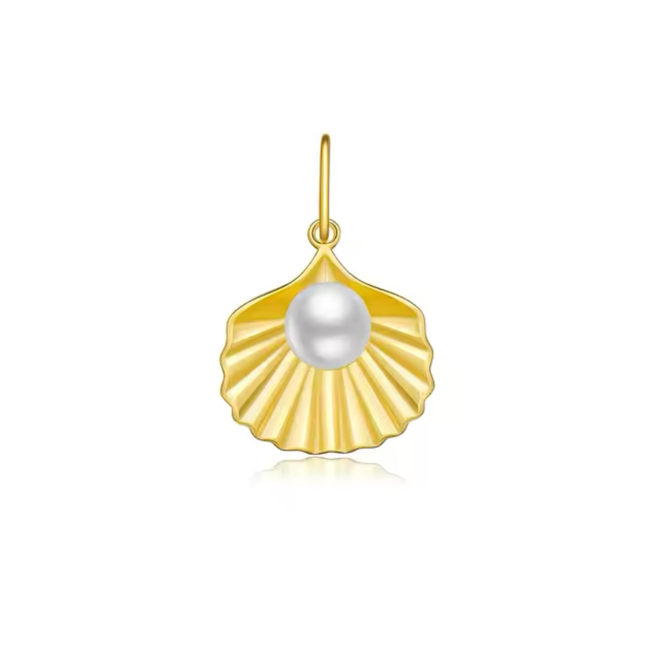 Gold Shell Pearl Charm (925, Vermeil)