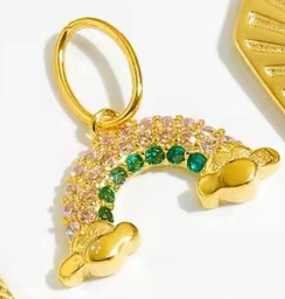 Baby Pink & Rainbow Emerald Charm (925,Vermeil)