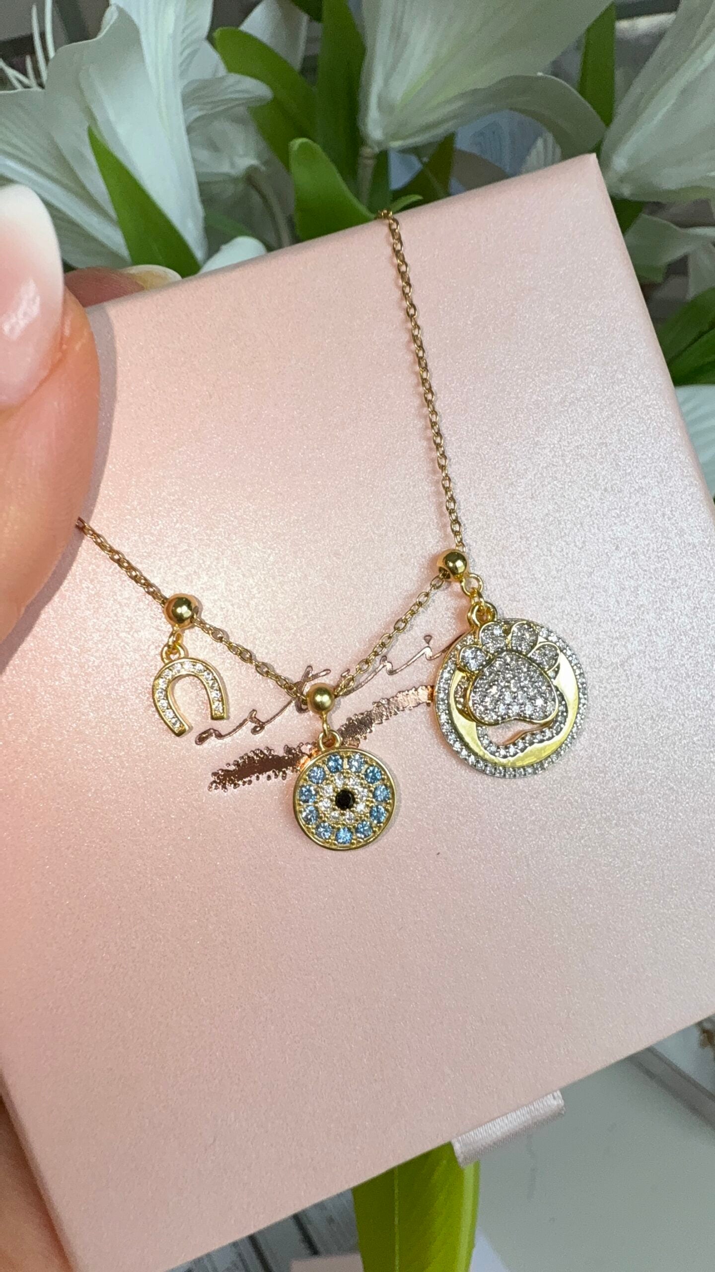 Elite Series Gold NSCD Double Laser Paw Print Charm (925, 18k Vermeil)