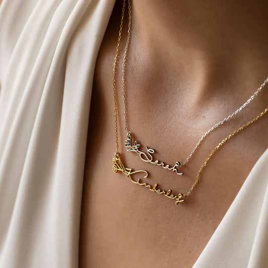 Personalised BirthFlower Name Necklace/Bracelet (Gold, Silver, Rose)