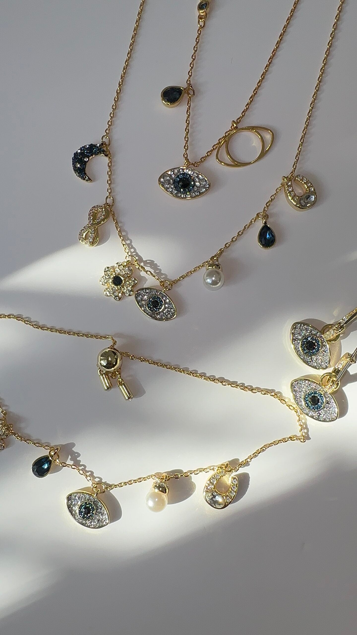 Gold Moonkissed Evil Eye Necklace (Mix Metal)