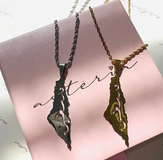 Silver Arabic Engraved Filasteen Necklace (50cm)