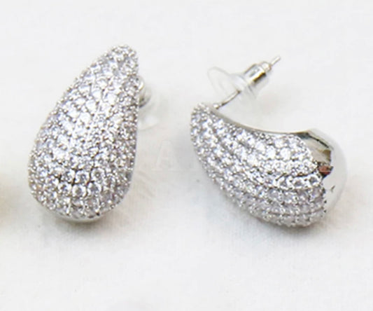Silver BV Pave WaterDrop Earrings