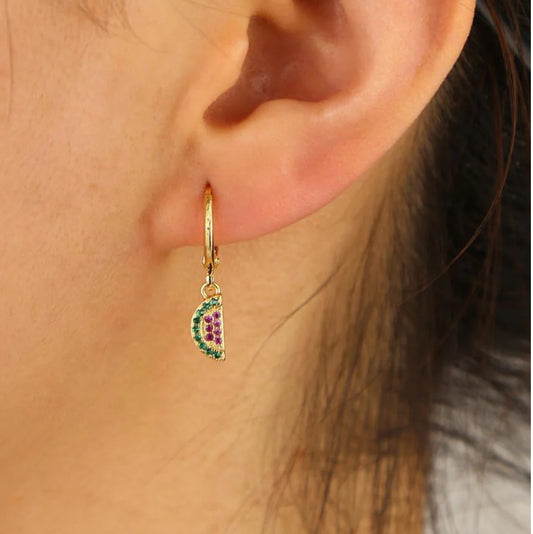Gold Cutesy Watermelon Drop Earring