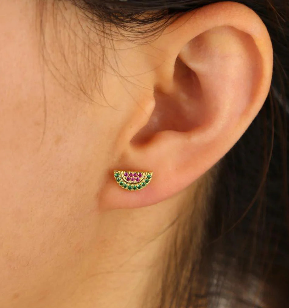 Gold Cutesy Watermelon Stud Earring