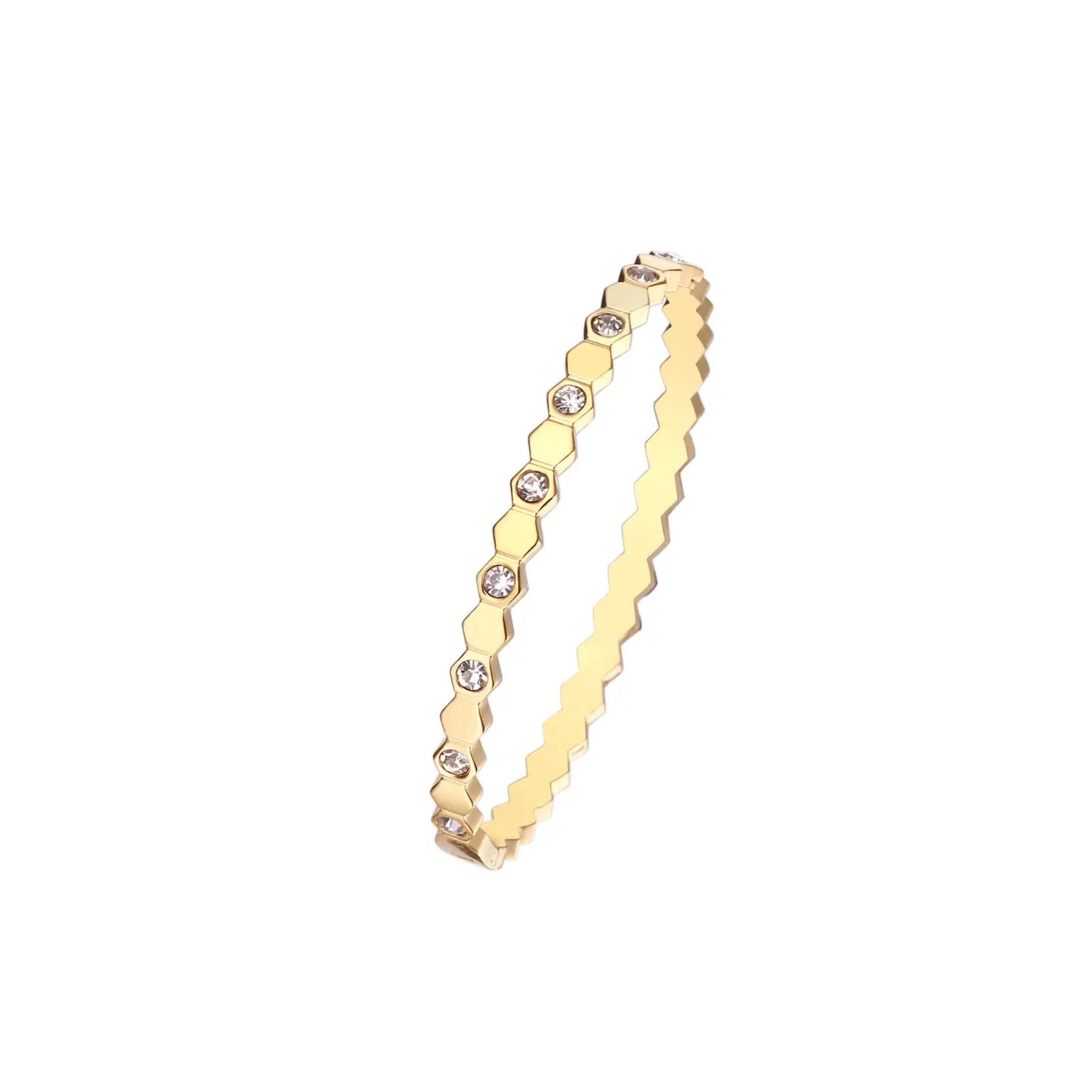 Gold Honeycomb Bangle (S. Steel)