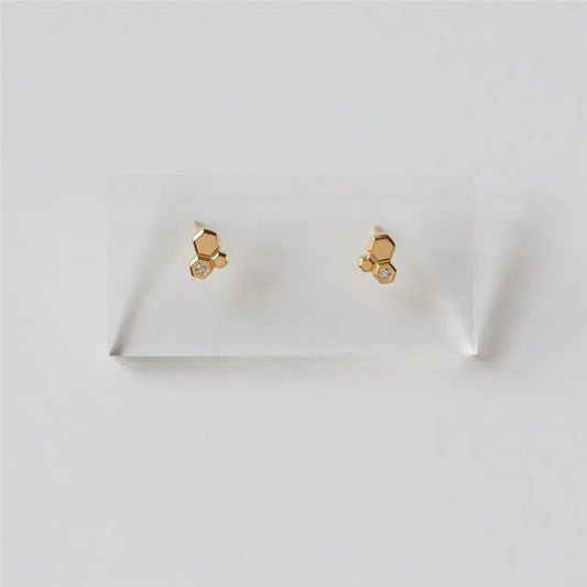 Gold Cubic Honeycomb Earring