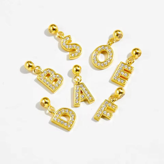 Elite Series Gold Pave NSCD Initial Charms (925, Vermeil)