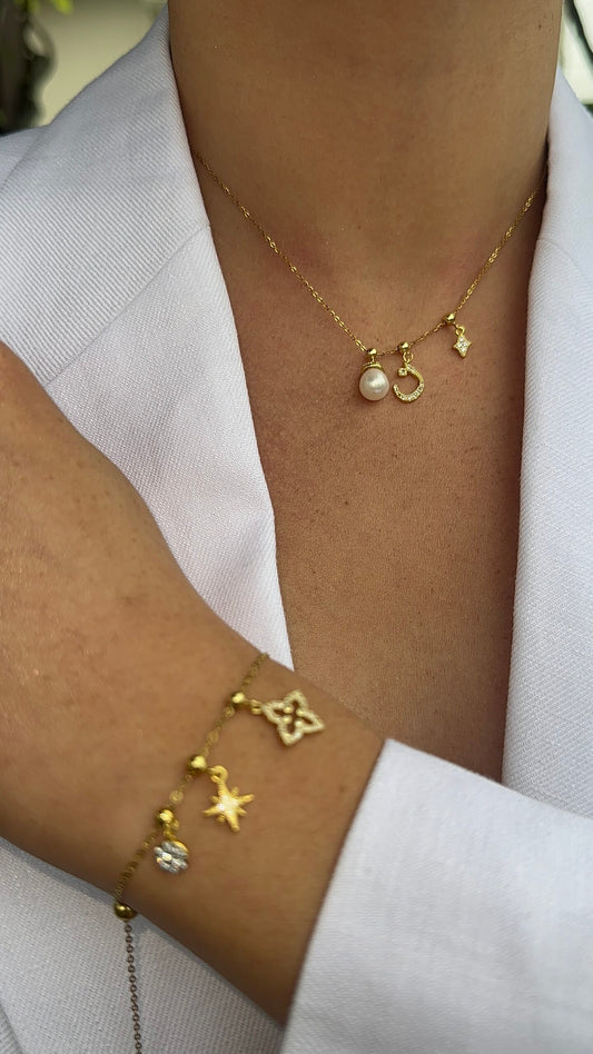 Elite Series Gold, Freshwater Pearl & NSCD Charm (925, Vermeil)